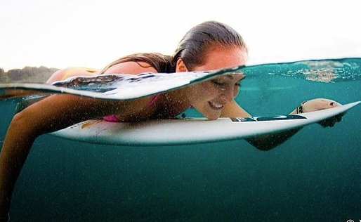 Fores takes to the water as an O'Neil sponsored surfer.